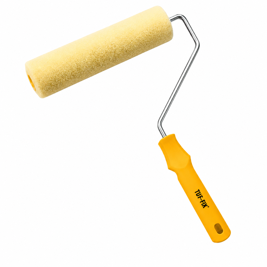TUF-FIX 9CRYM Yellow Polyester Cage Roller with PVC Handle