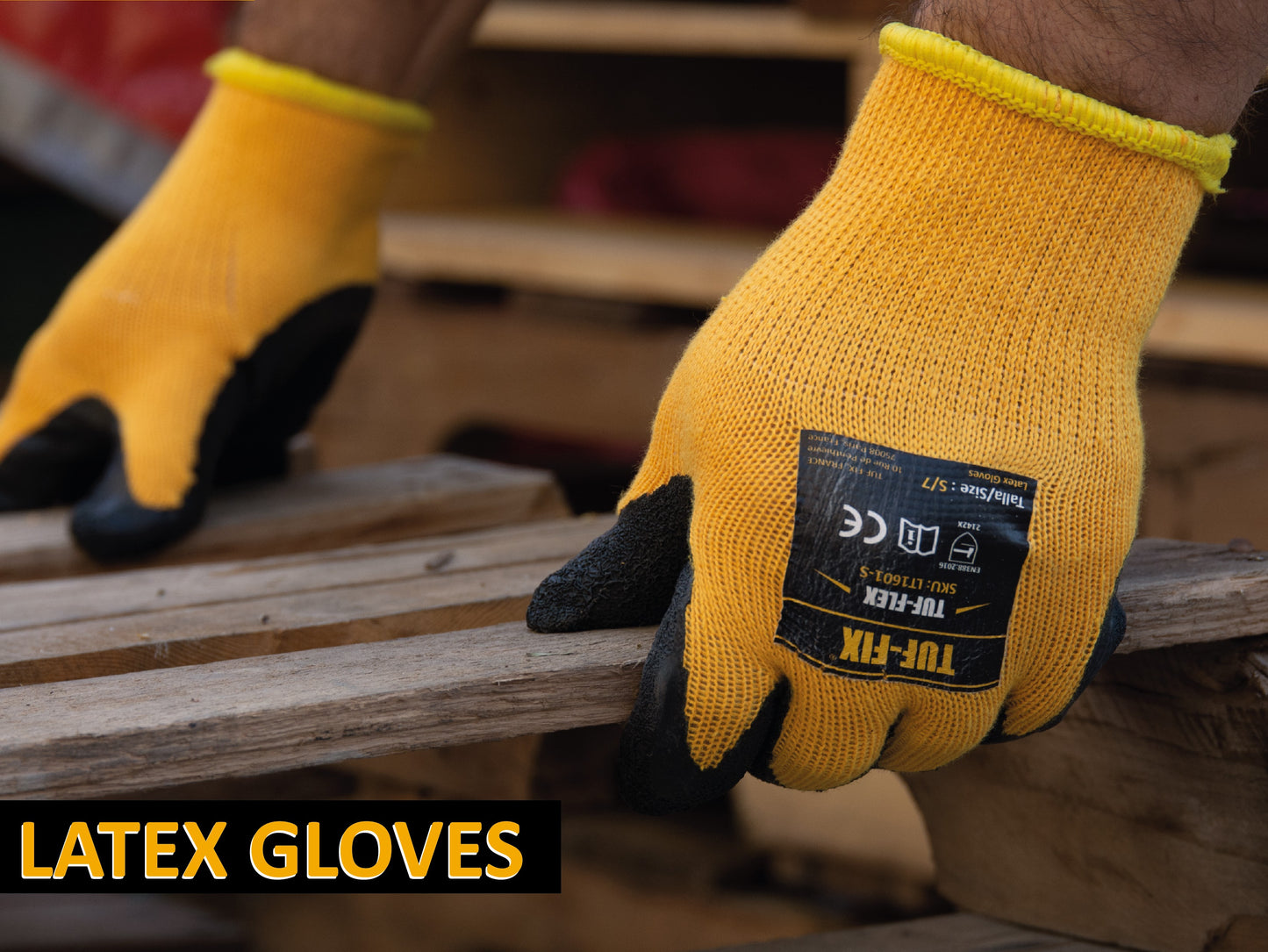 LATEX GLOVES WITH KNIT WRIST